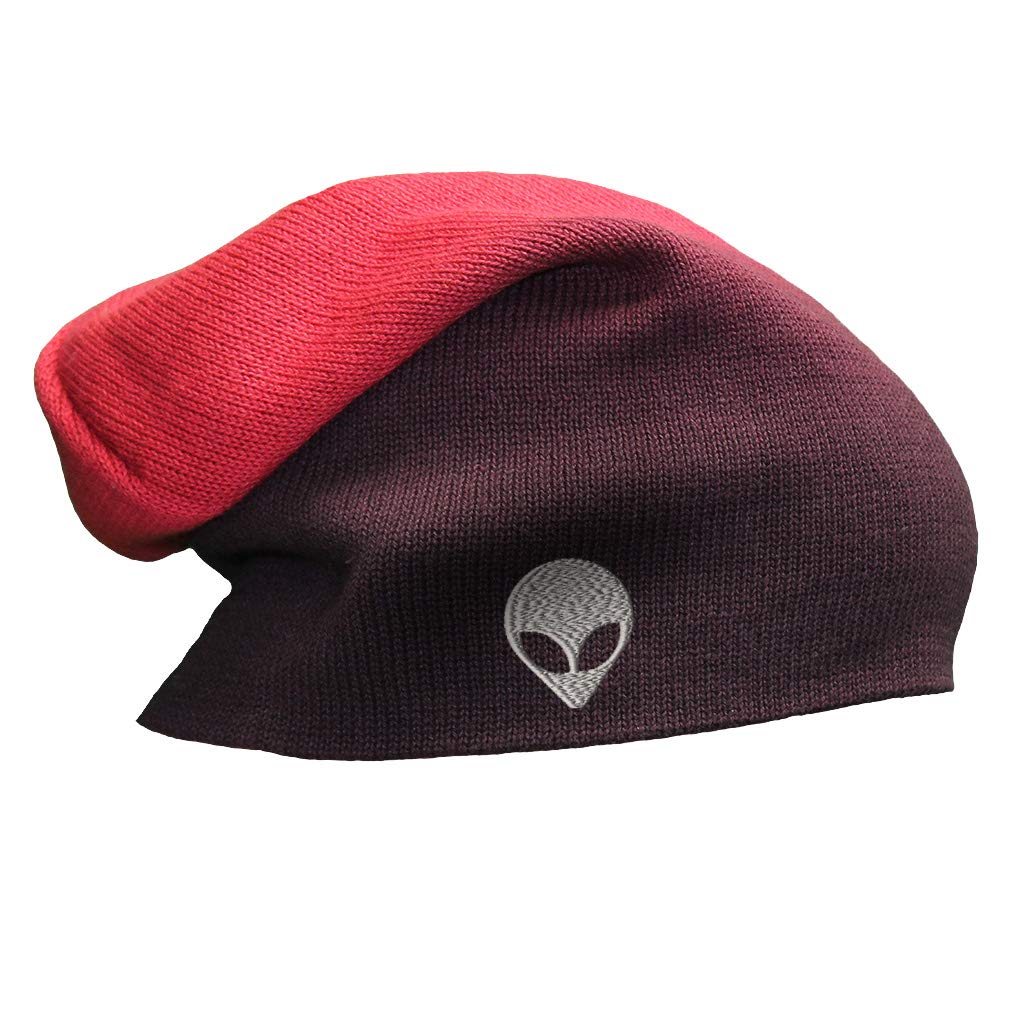 Custom Slouchy Beanie Silver Alien Face 