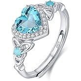 Accver Celtic Sterling Silver Birthstone Ring for Women, Adjustable Size Trinity Knot Heart Design 925 Silver January Garnet Ring, Meaningful Birthday Gift for Girlfriend, Wife, Mom