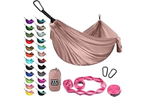 Gold Armour Camping Hammock - XL Double Hammock Portable Hammock Camping Accessories Gear for Outdoor Indoor with Tree Straps, USA Based Brand (Rose Gold)