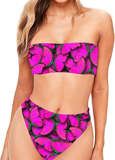 pink strapless bathing suit