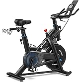 Merach Magnetic Exercise Bike for Home Gym, Low Noise | Stationary Bike with Soft Seat Cushion, Indoor Workout Bike with 350 lbs Weight Capacity, Fitness App with Courses