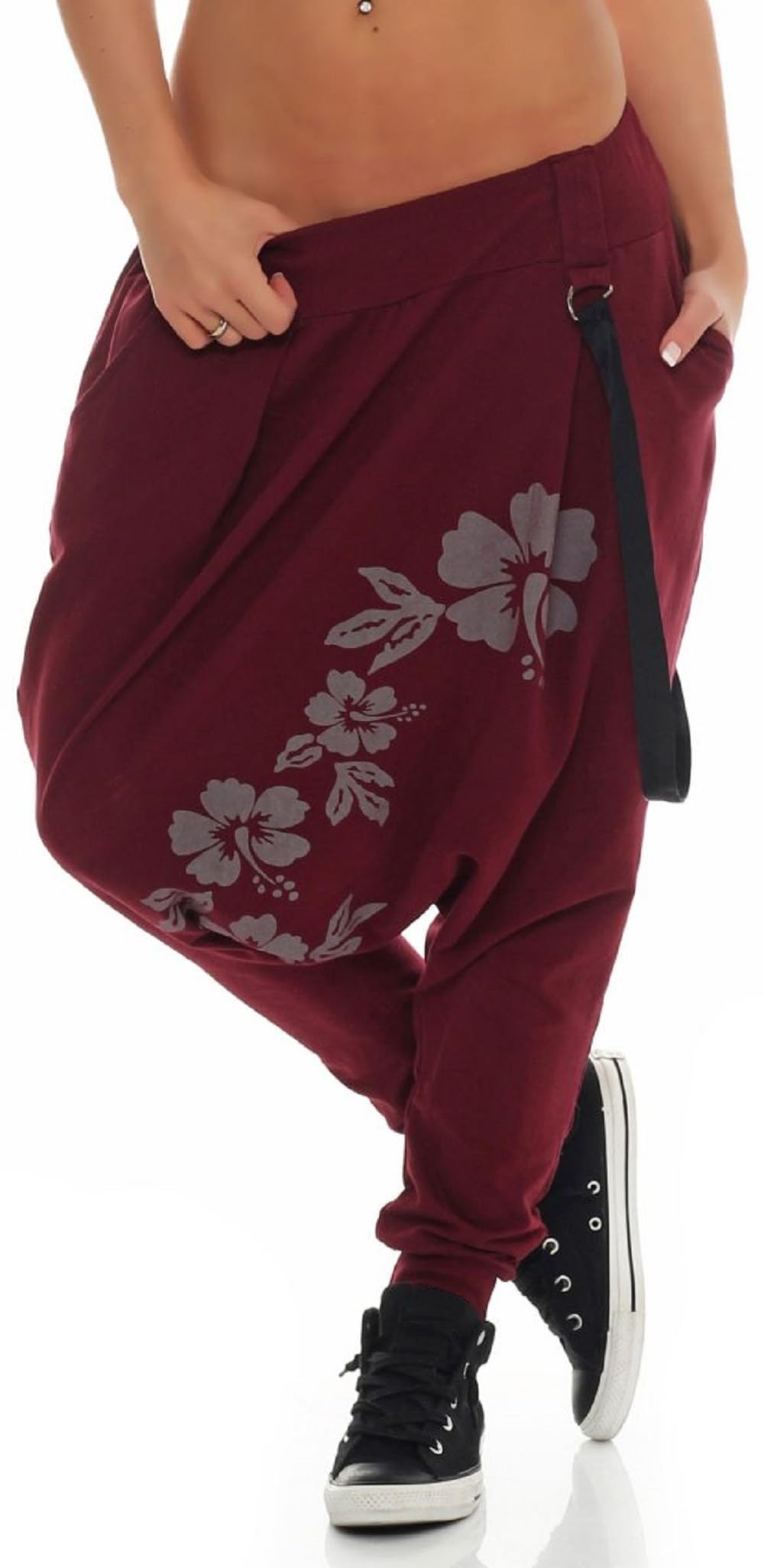 Malito Boyfriend Suspenders Twist Baggy Trousers Aladdin Bloomers 91085 Women One Size (Bordeaux)