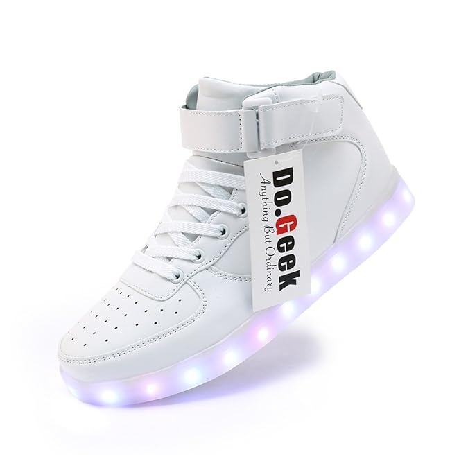 DoGeek Schuhe LED 7 Farbe USB Aufladen Leuchtend Sportschuhe Led Sneaker Turnschuhe Unisex-Erwachsene Herren Damen (Bitte bes