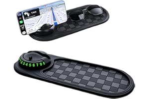 EZBNG Multifunction Car Anti-Slip Mat, Rotatable Anti Skid Car Dashboard Mat, Car Anti Slip Mat Phone Holder, Universal Car Phone Holder with Temporary Parking Number for Phones, Sunglasses, Keys, Gadgets