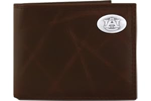 ZEP-PRO Zeppelin Products Inc. NCAA Auburn Tigers Brown Wrinkle Leather Bifold Concho Wallet, One Size,UAU-IWT1-WRNK-BRW