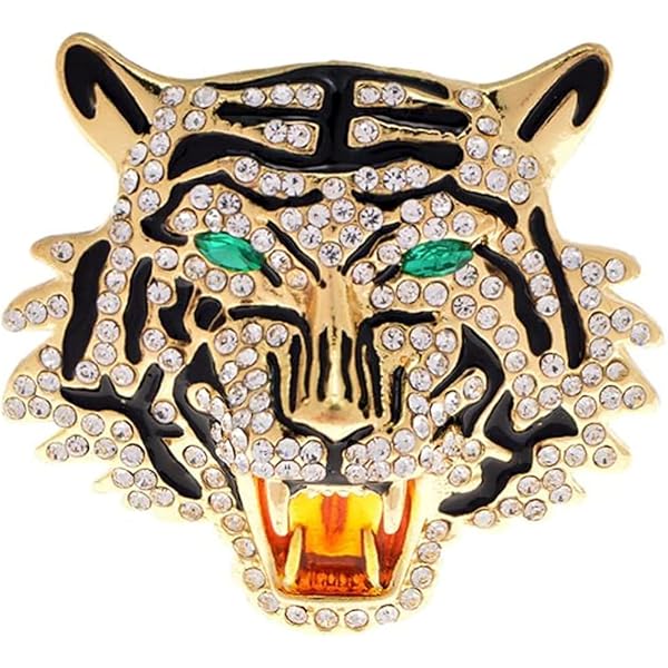 【れもん】Llife BOTTON BROOCH Amazon.com: Gold Tiger Head Brooch Pins，Punk Rhinestone Crystal
