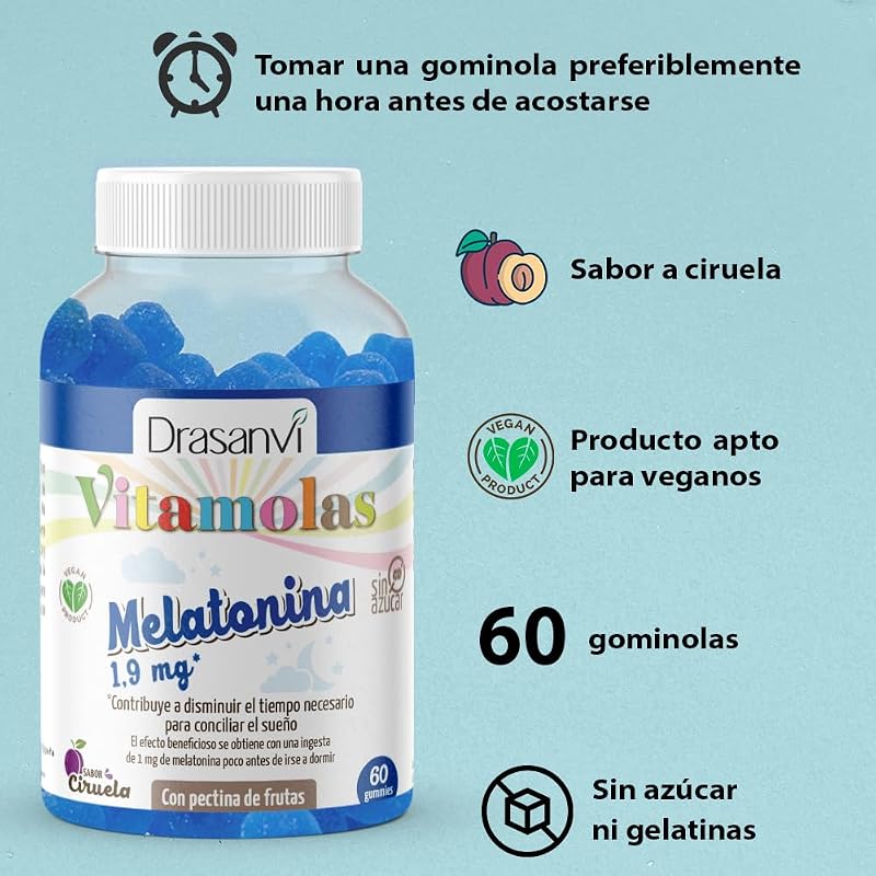 Gominolas de Melatonina Drasanvi Pack 2x60ud Sabor Ciruela