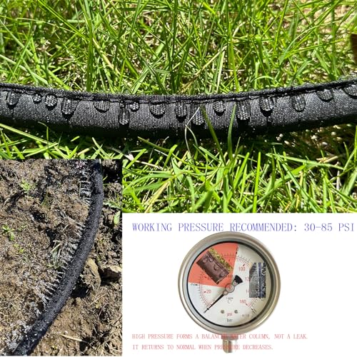 Hlinker Flat Soaker Hose 100 FT for Garden Beds, 50Ft 2Packs 1/2" Linkable Consistent Drip Irrigation Hose Save 80% Water, Leakproof Heavy Duty Double Layer Sprinkler Hose