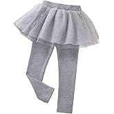 Little Girls Footless Leggings with Tutu Ruffle Twinkle Star Skirt Stretchy Cotton Pantskirt