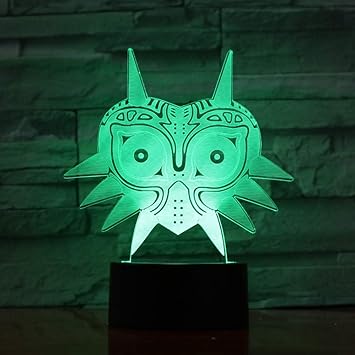 FaceToWind 3D Acryl Nachtlicht Legend of Zelda Figur Majoras Maske 3D Lava Lampe Creative 7 Farbwechsel LED Nachtlicht