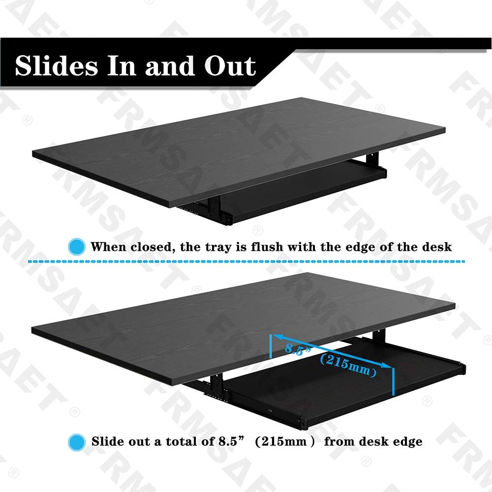 FRMSAET Furniture Accessories Office Product Suits Hardware 20/24/30 inches Keyboard Drawer Tray Wood Holder Under Desk Adjustable Height Platform. (24 inches, Black) : Office Products