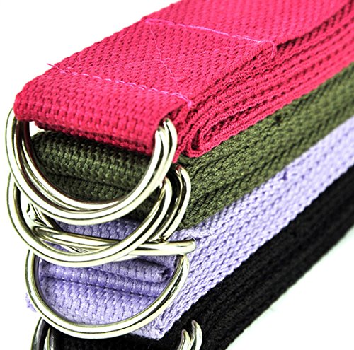 Natuworld 6-Foot Yoga Straps - Durable Non-stretch Cotton Twill with Metal D-rings Buckle Yoga Accessories for Pilates Stretch, Exercises, Aerobics to Extend Reach, Grasp Limbs