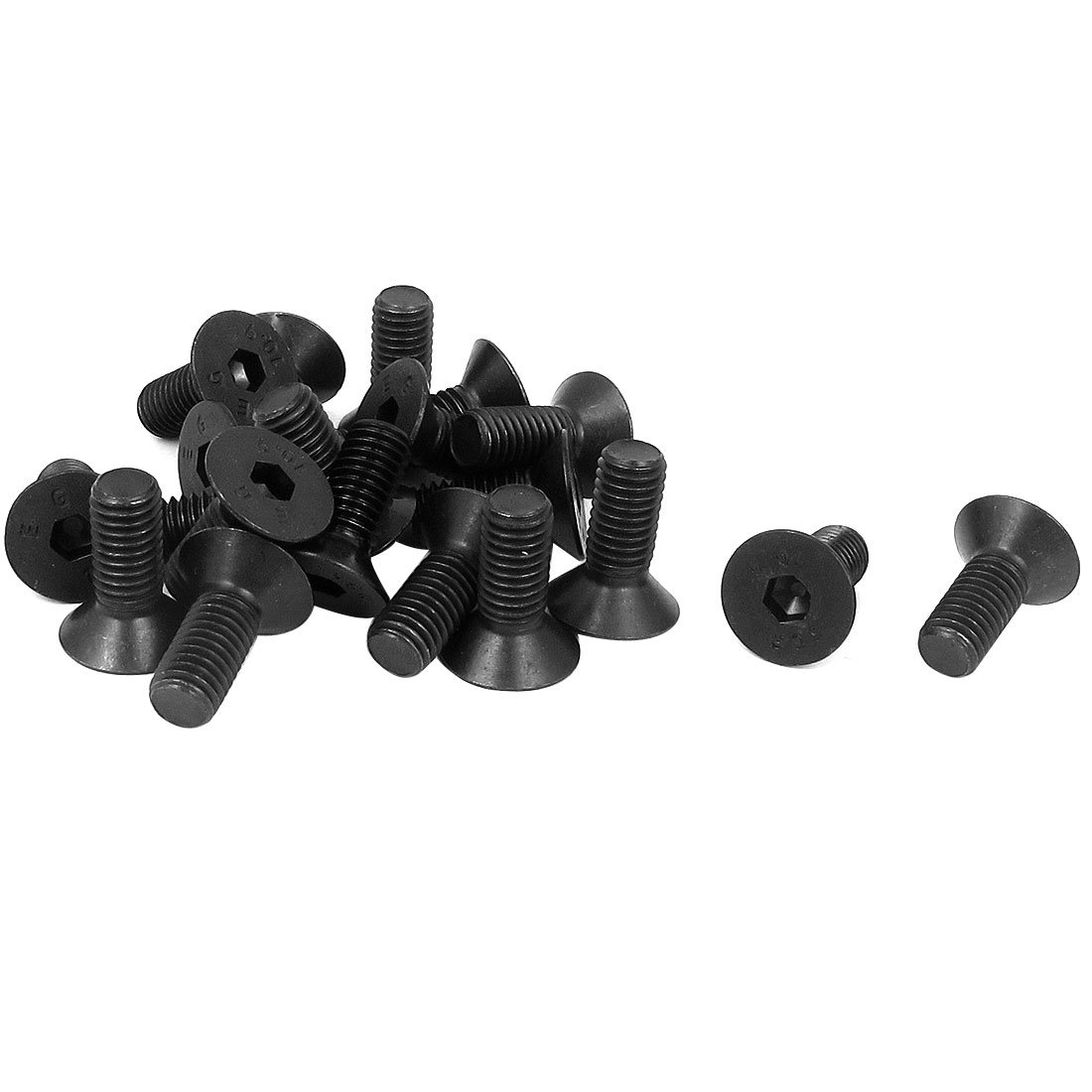 Sourcingmap M8 x 20mm Metric Hex Socket Countersunk Head Screw Bolts Black 20PCS
