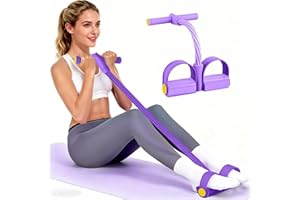 6-Tube Pedal Resistance Band, Premium Elastic Tension Rope for Full Body Workout, Natural Latex Fitness Bands for Strength Tr