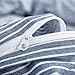Wake In Cloud - Striped Cotton Duvet Cover Set, 100% Washed Cotton Textured Percale Bedding Set, Ticking Stripe Pinstripe Farmhouse, 3 Pieces, Denim Blue, King Size