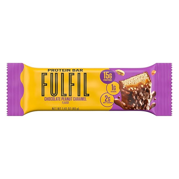 FULFIL PROTEIN SNACK BARS, CHOCOLATE PEANUT CARAMEL FLAVORED, GLUTEN FREE WITH 15G PROTEIN, PANTRY STAPLES, 12 COUNT