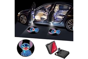 GVmw 2 Pcs Premium Stitch Car Door Light Easy Installed Welcome Laser Projector Logo Light Holeless Magnet Sensor Ghost Shadow Lamp Logos (002-YBD)