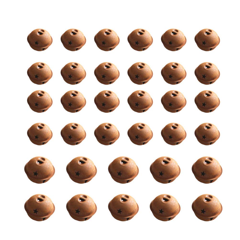 HEALLILY 60pcs Christmas Jingle Bell Vintage Rusty Bells Hollow Out Star Metal Sleigh Bell DIY Craft Xmas Tree Pendants (2.5cm+3cm)