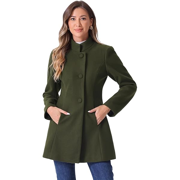 Amazon.com: Allegra K Women's Zipper Coats Stand Collar Long