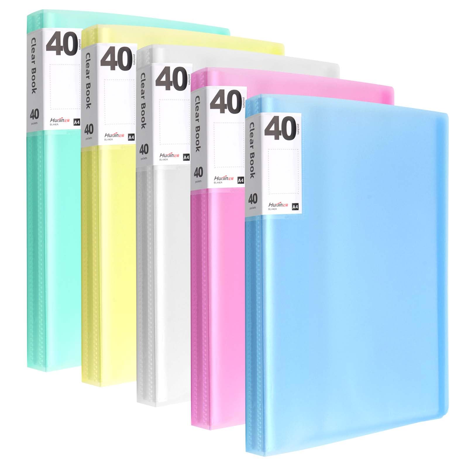 10 PCS 5 Colors A4 Display Folder, Display Book with 40 Pockets, A4 Folder with Plastic Sleeves for Home, Office, Certificates