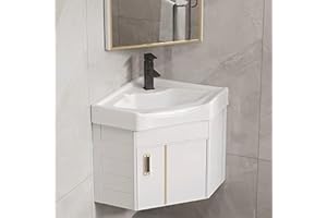 Bathroom Vanity Cabinet, Corner Wall Mount Bathroom Sink with Storage Container Clearance Pedestal Sink with Ceramic Sink(Col