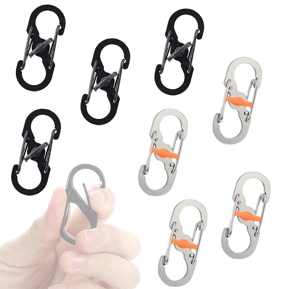 Hilloly 8pcs S Carabiner Clip Stainless Steel Stainless Steel Mountaineering Buckle Buckle Clip Hooks For Camping Hiking Suitable for Hiking Travelling Outdoor Activities