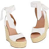 SERAIH Womens Lace up Espadrilles Platform Wedges Sandals Heels Tie Ankle Strap Summer Dress Shoes