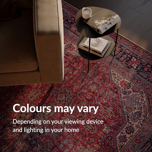 artyrugs Machine Washable Rug, 152x213cm, 75% Recycled Cotton, Short Pile, Non-Slip Backing, Non-Shedding, Suitable for Living Room, Bedroom, Kitchen, Hallway, Office, Aesthetic Crimson Red