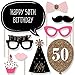 Big Dot of Happiness Chic 50th Birthday - Pink, Black and Gold Photo Booth Props Kit 20 Count
