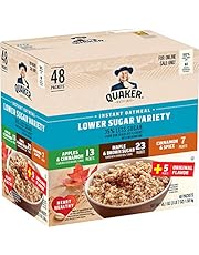 Quaker Instant Oatmeal, Lower Sugar, 4 Flavor Variety Pack, Individual Packets, 48 Count