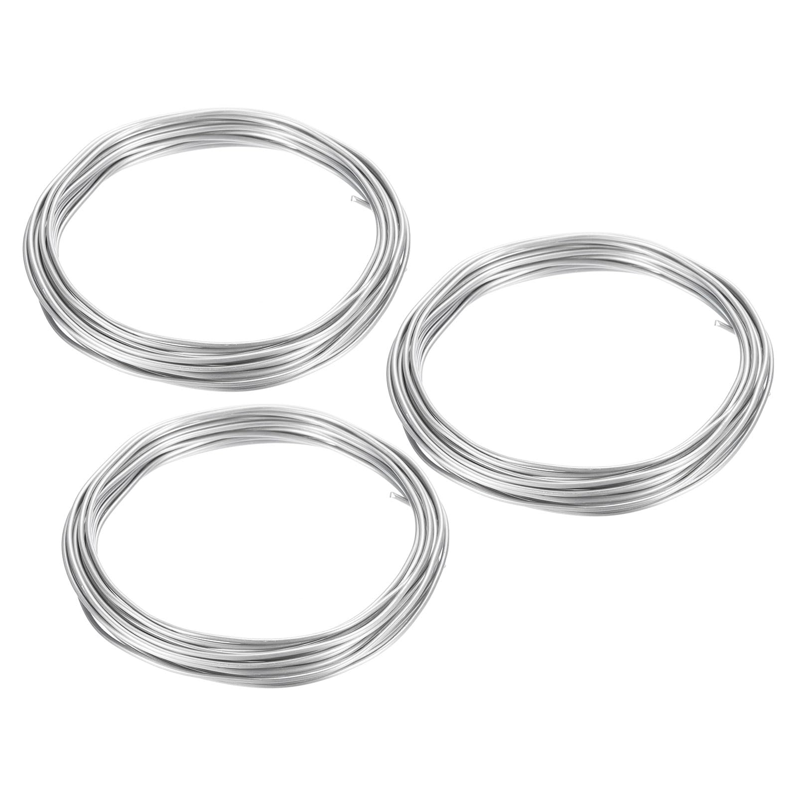 PATIKIL 1.5mm Bonsai Training Wire, 3 Roll Floral Wire Stems Anodized Aluminum Tree Wire 16.4 Feet Total for Gardening Branch Fixing, White