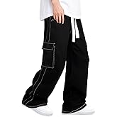 Mens Baggy Jeans Elastic Waisted Denim Pants for Men with Drawstring Streetwear