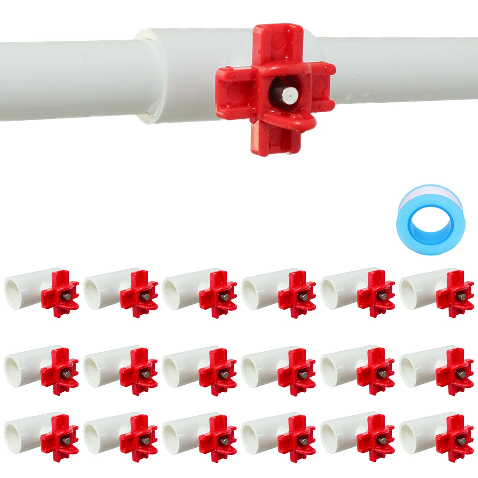 Photo 1 of (18 Pack) Horizontal Chicken Waterer Nipples with 1/2'' PVC Tee Fittings for DIY Automatic Chicken Waterering System
