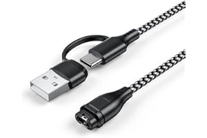 for Garmin Watch Charger Charging Cable, 2-in-1 USB-A/USB-C to Garmin Cable for Vivoactive 6 5 4 3,Fenix 8/7/7X/7S/6/6X S E,F