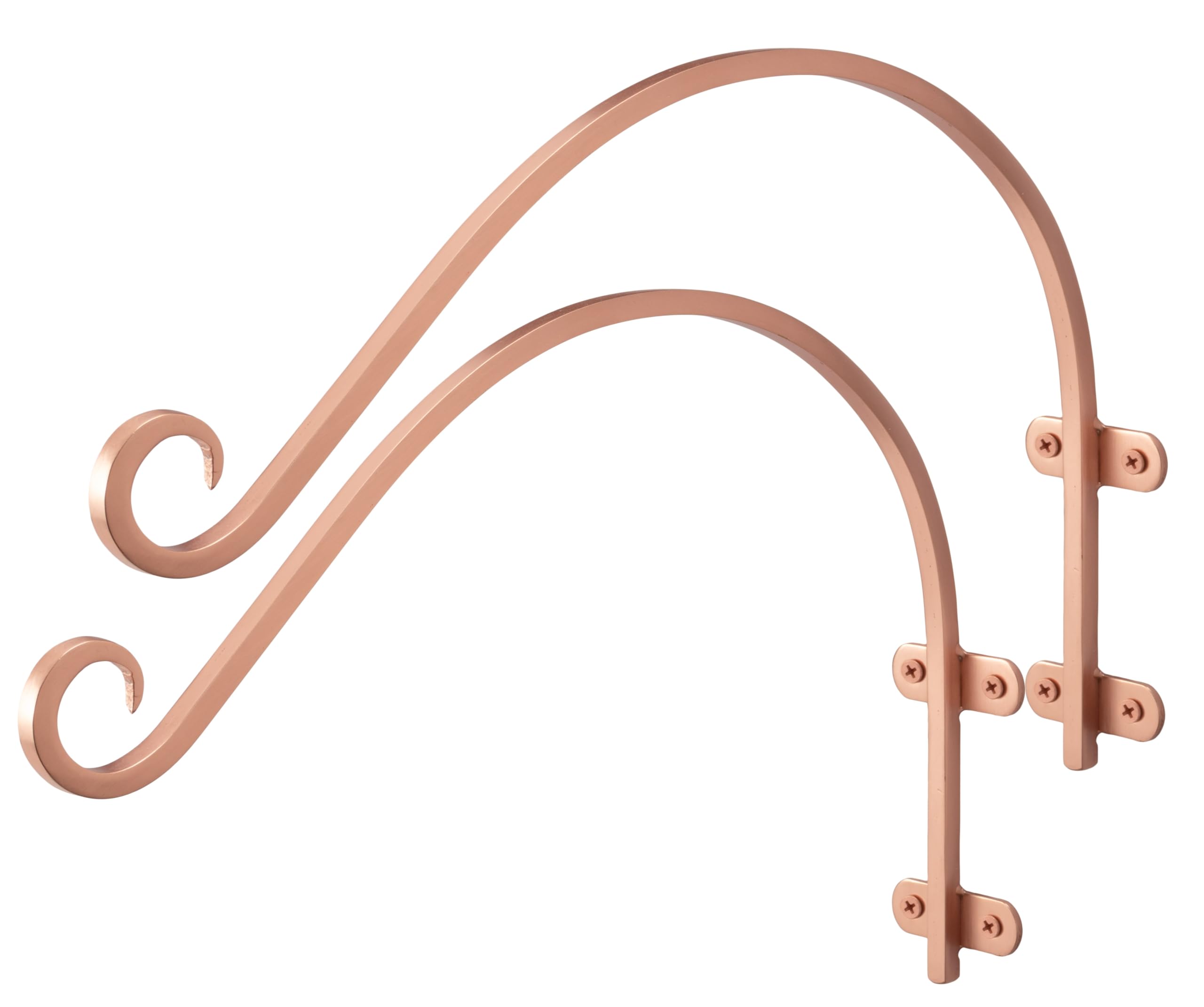 Photo 1 of Monarch Abode Hanging Basket Hooks, Heavy Duty Metal Plant Hangers Outdoor or Indoor for Flower Basket, Wall Fence Hooks for Bird Feeder Bracket, Set of 2, 14-inch Copper Plant Wall Hanger