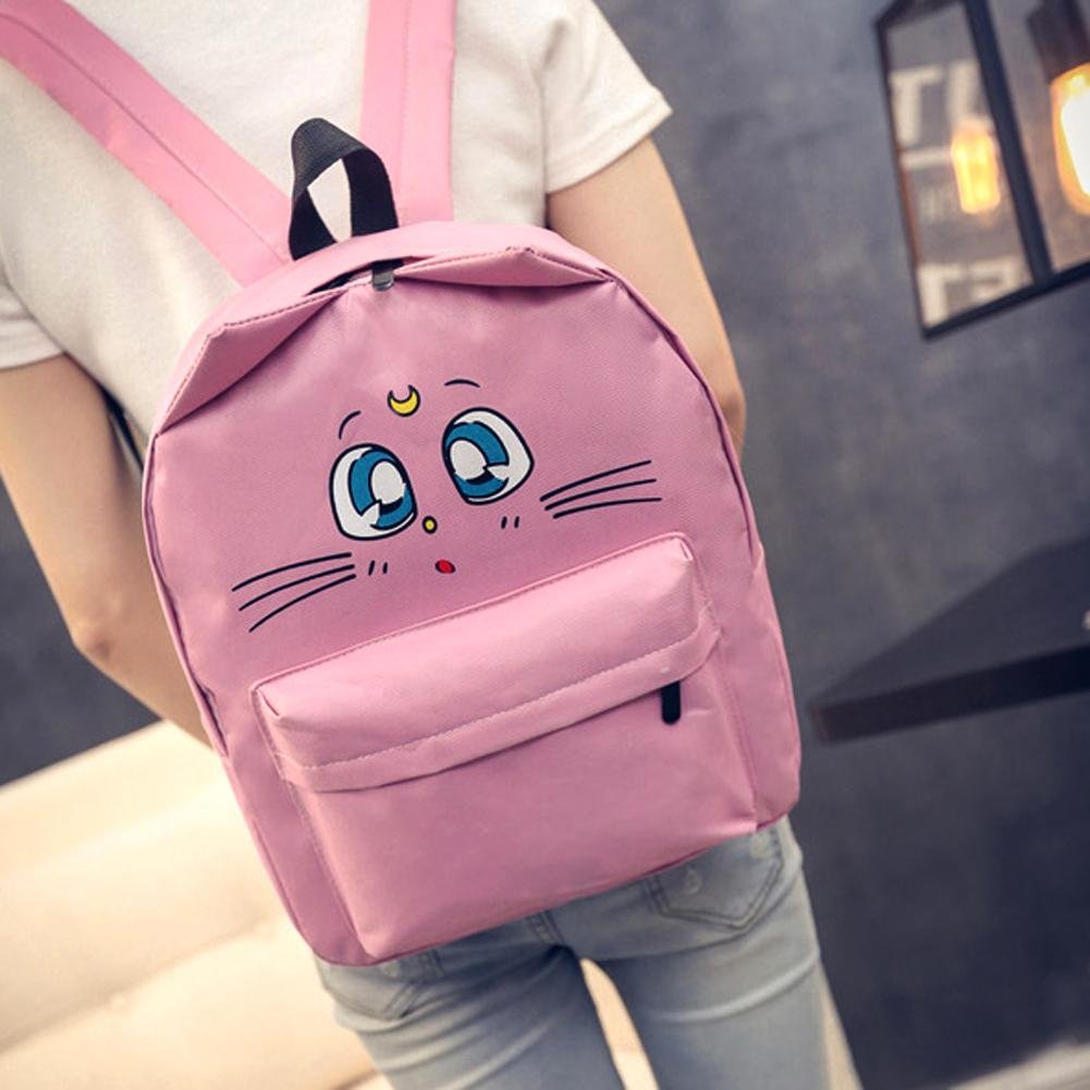 bestvech pink fashion women shoulder bag cat ear canvas cute school bags backpacks