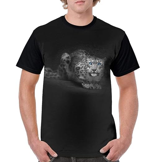 Black t shirt s now leopard blue eyes waiting
