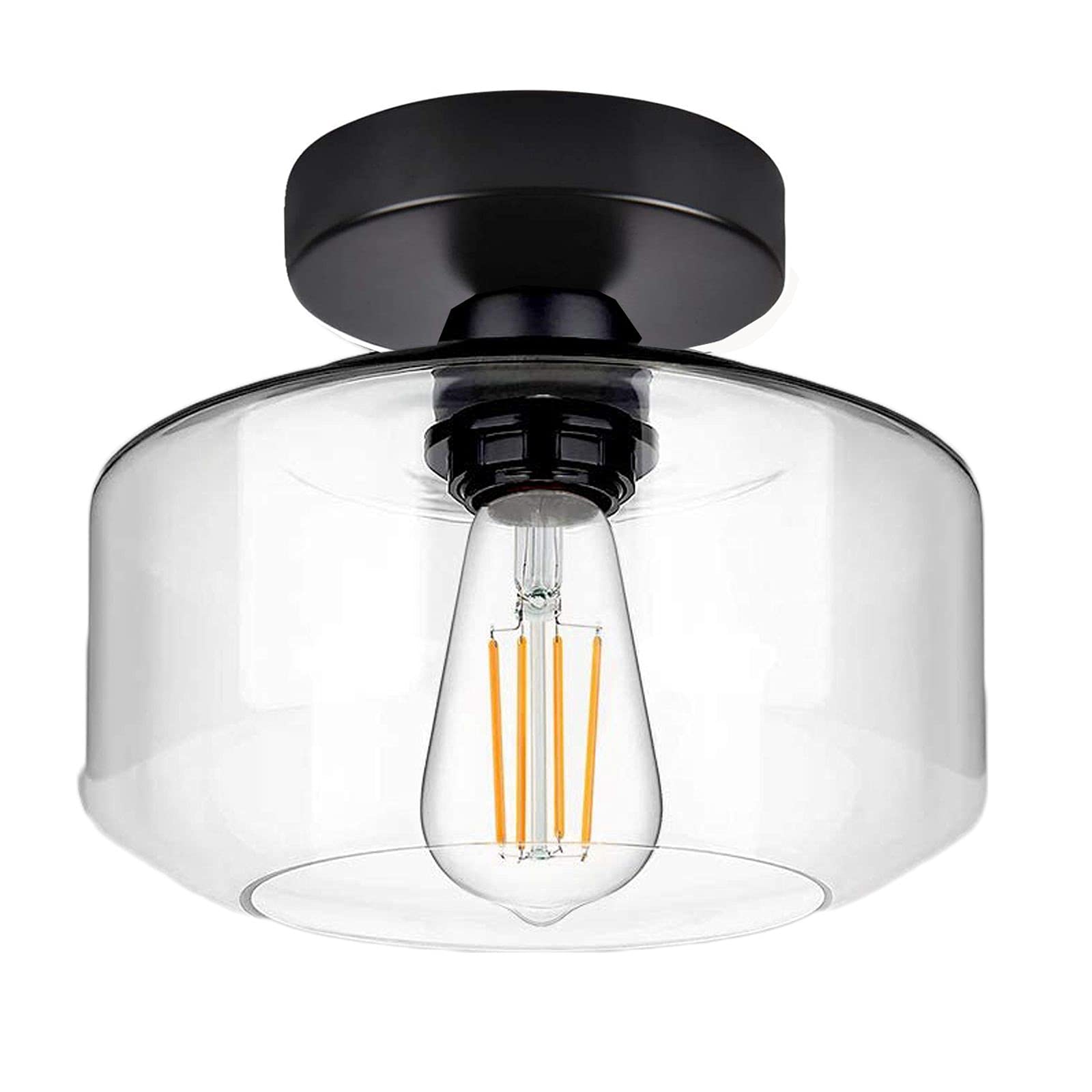 Industrial Glass Light Shade Ceiling - Semi Flush Ceiling Lights Kitchen Lights Ceiling Chandeliers Pendant Light Fitting Ceiling Lamp for Bedroom Hallway Dining Room Living Room Loft