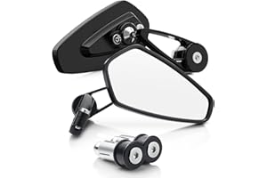 BUMBEE Motorcycle Bar End Mirrors - Rear View Black Mirror Compatible with Most Honda MSX125 CB500F Z125 pro-Z650 Z750 Z800 Z900 MT-03 MT-07 FZ-07 MT-09 FZ-09 MT-10 FZ-10 MT-25 FZ6 FZ8 FZ6R0