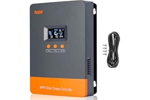 TEMANK PowMr 60A MPPT Solar Controller, 60amp Battery Charge Controller for 12V/24V/36V/48V Lithium LiFePO4 and Lead-Acid Batteries, 2-60A Adjustable Current, Support 12 in Parallel