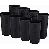 KX-WARE Mixed Drinkware 22-ounce Plastic Tumblers/Drinking Glasses/Party Cups/Iced Tea Glasses Set of 12 Black | Unbreakable, Dishwasher Safe, BPA Free
