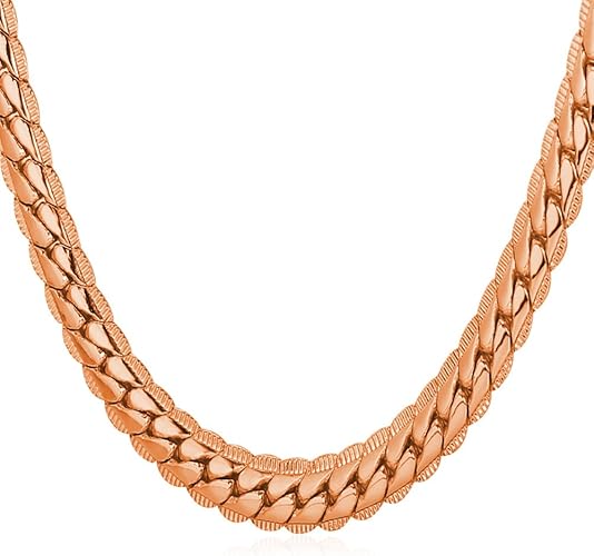 Amazon 18kローズゴールドメッキネックレス 18k スタンプメンズジュエリー4色6 Mmワイドスネークチェーンネックレス ジュエリー 通販