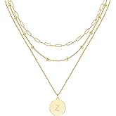 KSF Gold Layered Necklaces for Women Trendy - 14K Gold Plated Layered Choker Initial Letter Coin Pendants Necklace Stack Paperclip Chain Gold Jewelry Gifts Set Non Tarnish