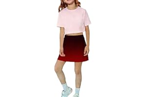 Girls Cute Skorts Gradient Color Athletic Workout Short Skirts Teen Kids School Dance Running Sport Skirt Shorts