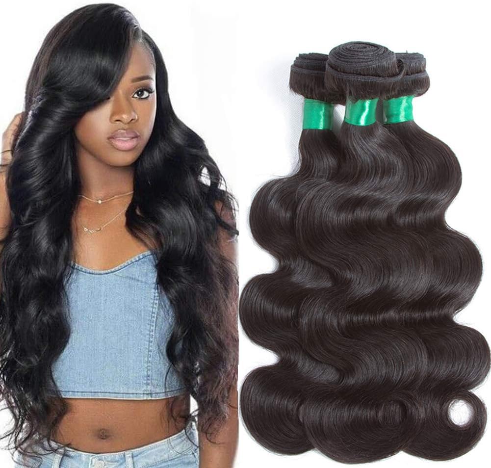 10A Brazilian Body Wave 3 Bundles 20inch Same Length Deal 100% Unprocessed Virgin Human Hair Weave Weft Natural Color Brazilian Remy Hair Extensions Weaving for black women(20" 20" 20") Pecwu Hair