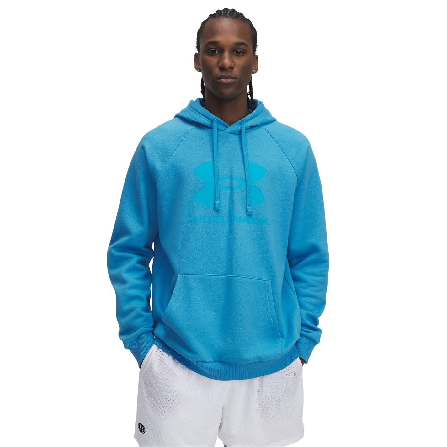 Under Armour Men's Rival Fleece Logo Hoodie, Ether Blue/Blue Topaz, S Image