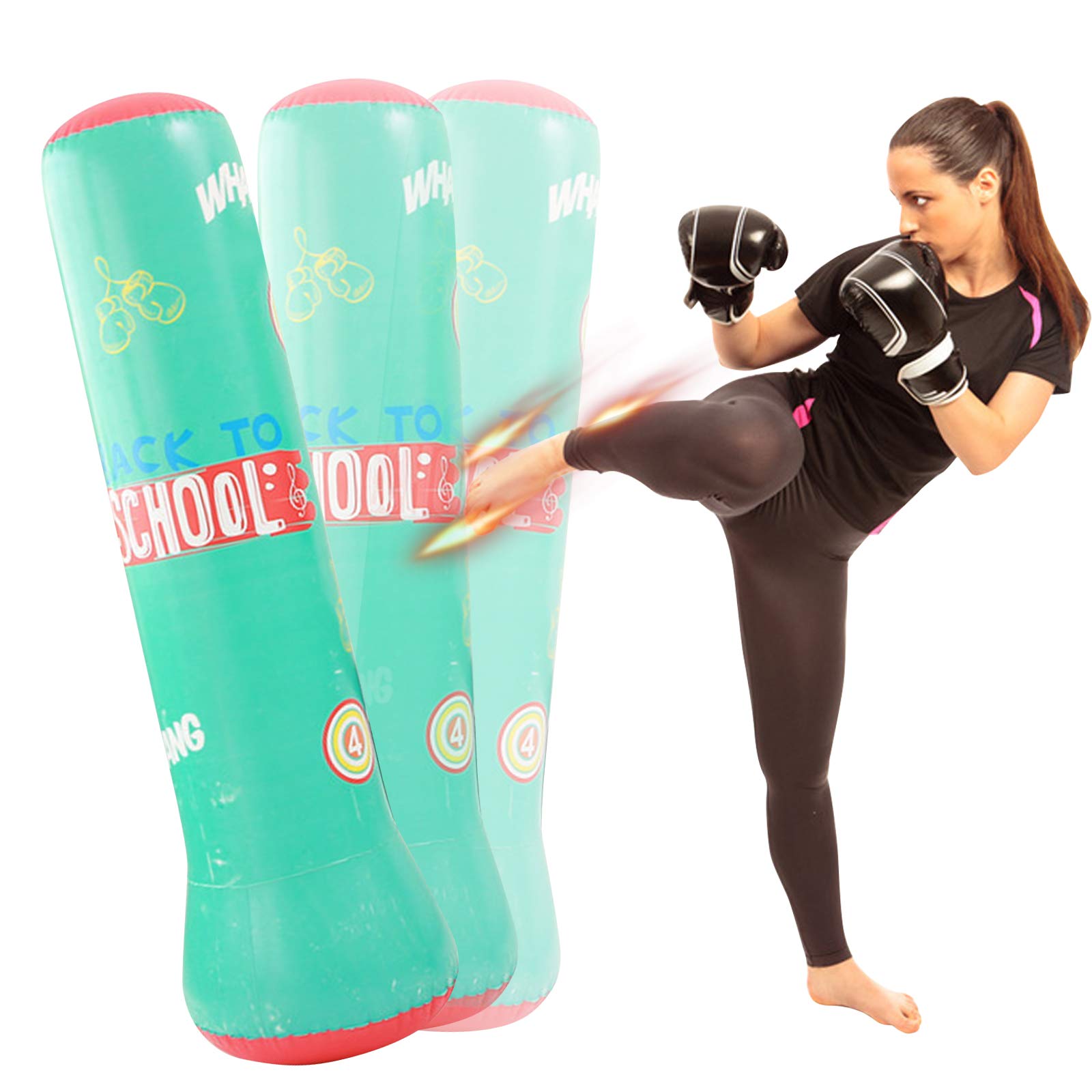 160cm Standing Punch Bag, Inflatable Sandbag Stand Boxing Punch Bag Stand Tower Bag Tumbler Column Fitness Target Stand Tower Training Bag for Kids Pedestal Kick Boxing Bags (Blue)