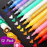 Acrylic Paint Markers Pens Set, Taotree Medium Point Tip Art Permanent Paint Pens for Rock Painting, Mug Design, Glass Writing, Canvas, Photo Album, Metal, Christmas Gift DIY Craft Kids, 12 Packs