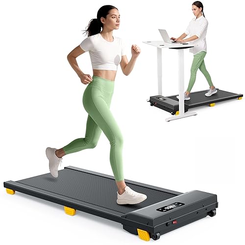 Compact Under Desk Treadmill with 2.5HP Quiet Motor, Slim Walking Pad with 6-point Shock Absorption, 38x90cm Running Area designed for Home/Office