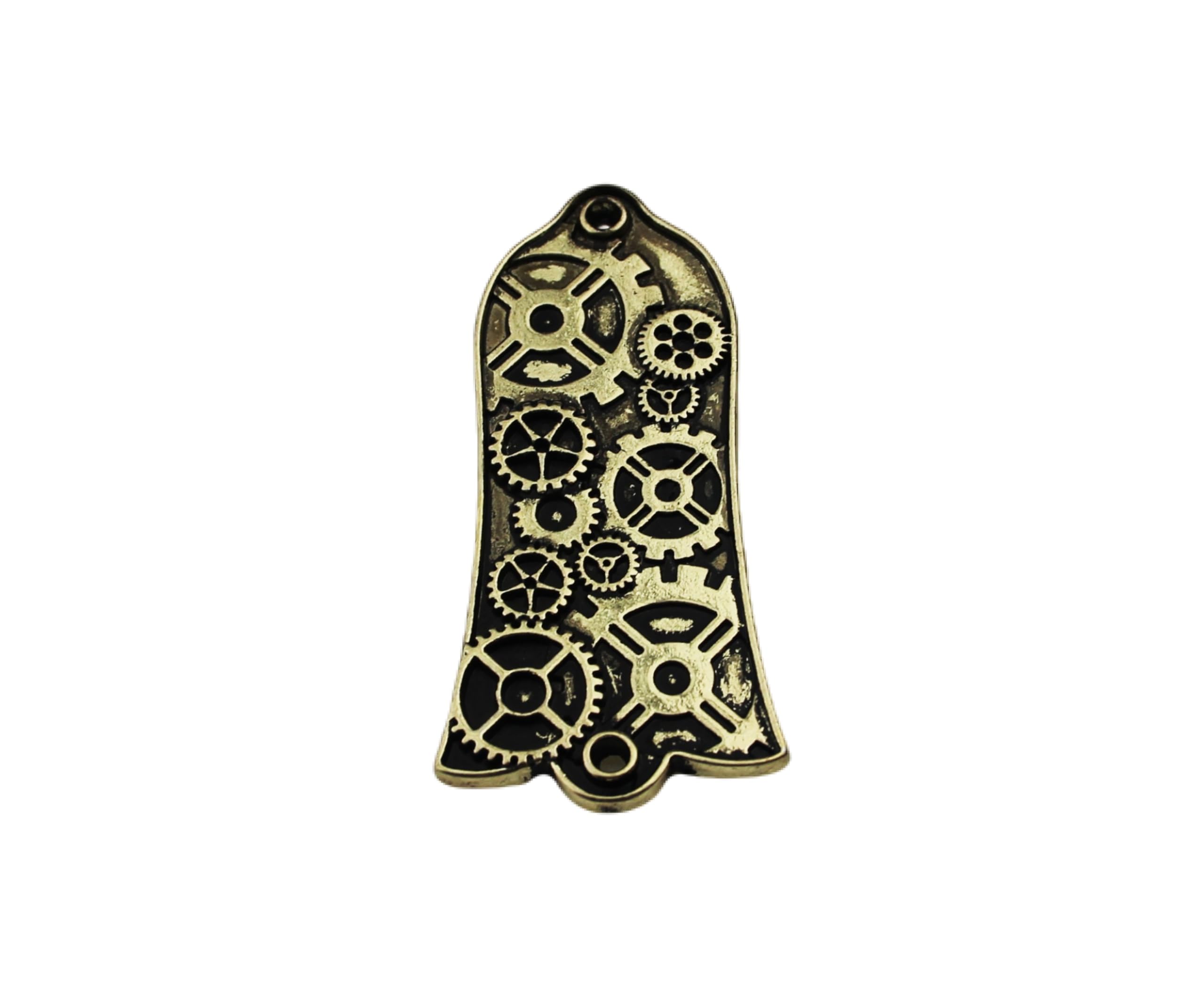 Guyker 1 Pcs Guitar Head Cover 2 Holes, Zinc alloy Guitar Truss Rod Cover for LP Style Guitar Accessories Parts, Gear Pattern JA2001, Ancient Gold
